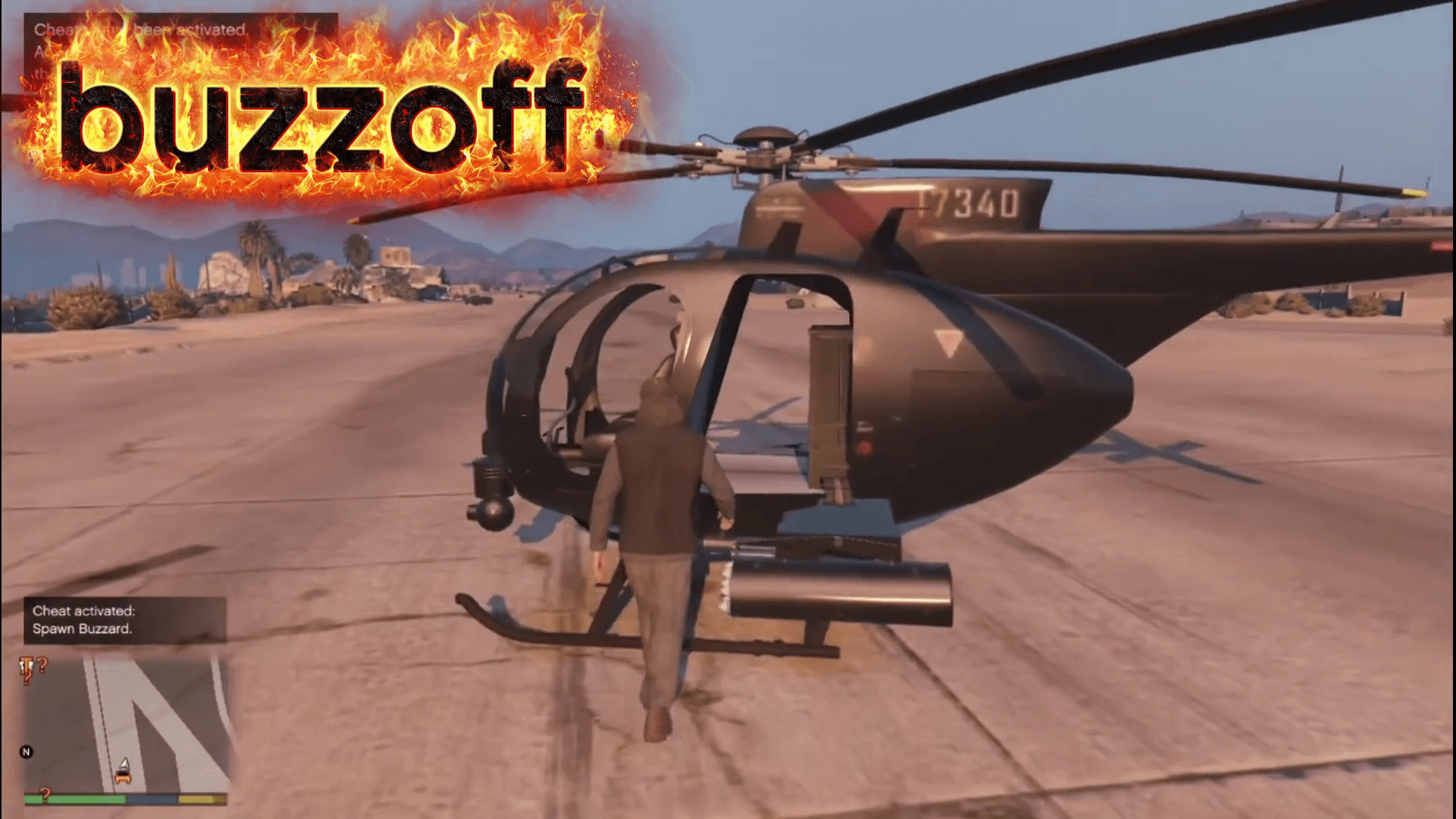 GTA 5 PC cheat code buzzoff spawning an armed helicopter