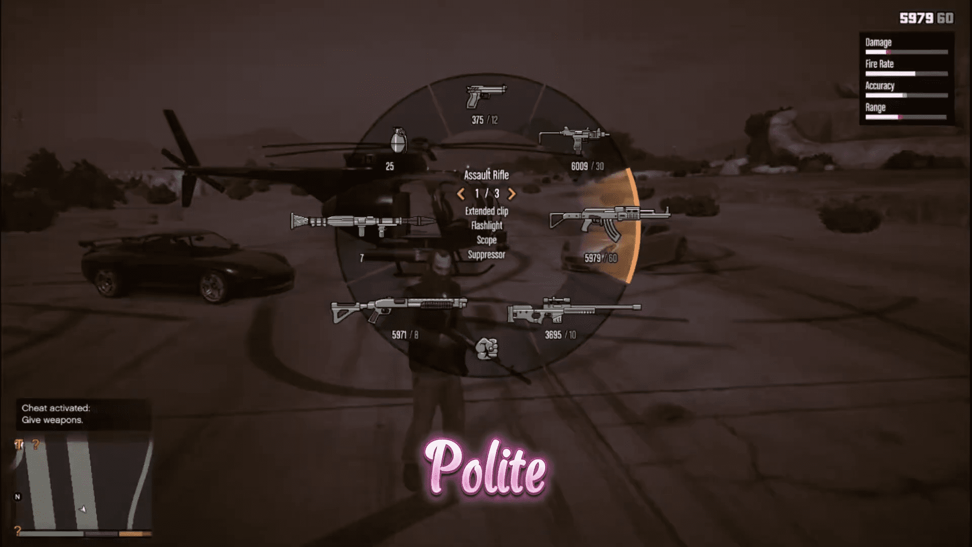 GTA 5 PC cheat code toolup unlocking all weapons