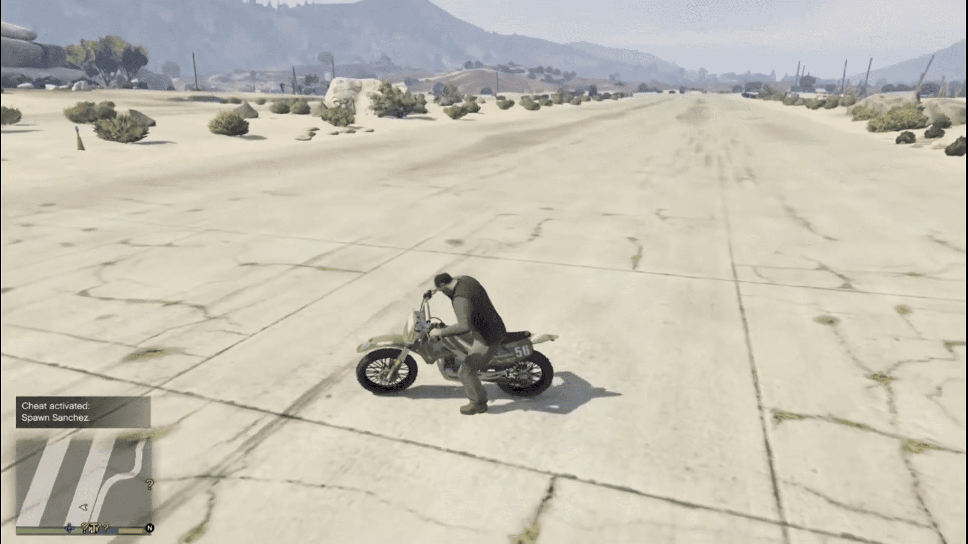 GTA 5 PC cheat code offroad spawning a dirt bike